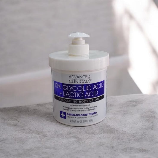 Advanced Clinicals 10% Glycolic + Lactic Acid Exfoliating Body Cream